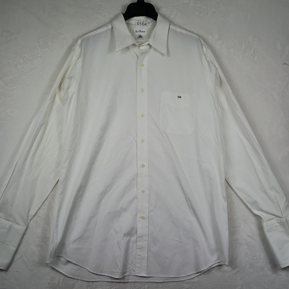 Paul Fredrick White Pinpoint Oxford Dress Shirt Mens 17-37 French Cuff Cotton